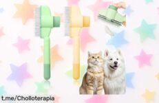 Pack 2 cepillos EAVUYIS para gatos y perros que eliminan el pelo muerto y se limpian solos: ¡ofertón increíble que hará feliz a tu mascota!