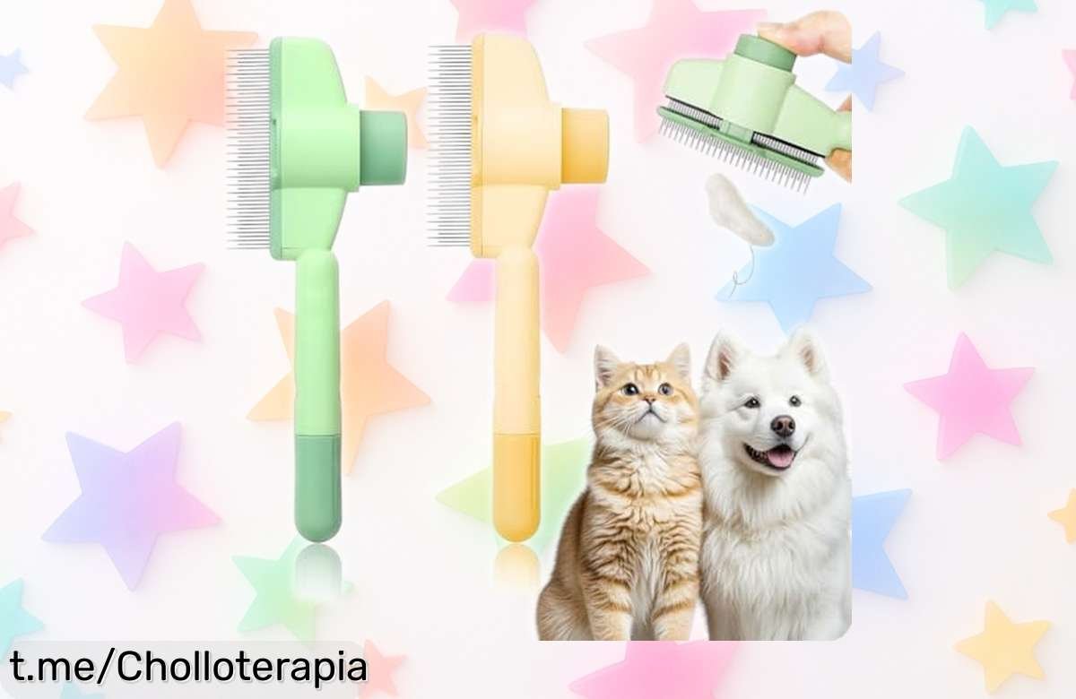 Pack 2 cepillos EAVUYIS para gatos y perros que eliminan el pelo muerto y se limpian solos: ¡ofertón increíble que hará feliz a tu mascota!