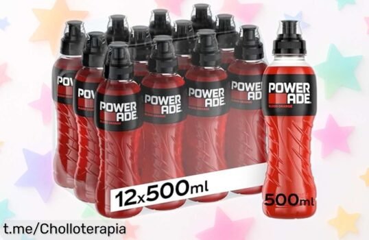 Pack de 12 botellas Powerade Blood Orange, la bebida isotónica que te da energía para tus entrenos. ¡Aprovecha este precio regalado y mejora tu rendimiento ahora mismo!