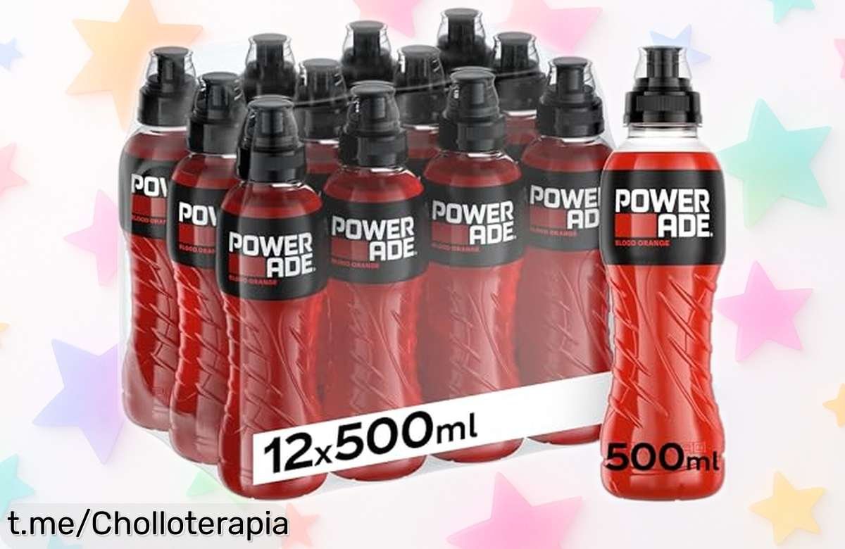 Pack de 12 botellas Powerade Blood Orange, la bebida isotónica que te da energía para tus entrenos. ¡Aprovecha este precio regalado y mejora tu rendimiento ahora mismo!