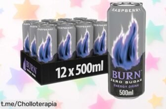 Pack de 12 latas de Burn Energy Zero Raspberry, la bebida energética que refresca y engancha por un precio brutal que no te puedes dejar escapar. ¡Disfruta la energía ahora!