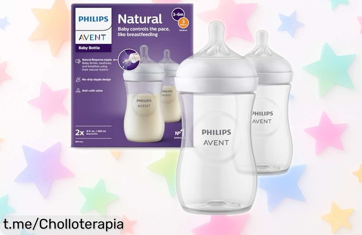 Pack de 2 biberones Philips Avent que imitan el pecho y evitan cólicos, ¡maravilla a precio reducido! Tu bebé disfrutará como nunca, no te los puedes perder.