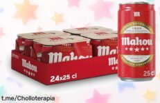 Pack de 24 latas de Mahou 5 Estrellas a precio loco, la cerveza dorada ideal para tus planes. No te pierdas esta oferta y disfruta con cada sorbo esos momentos especiales.