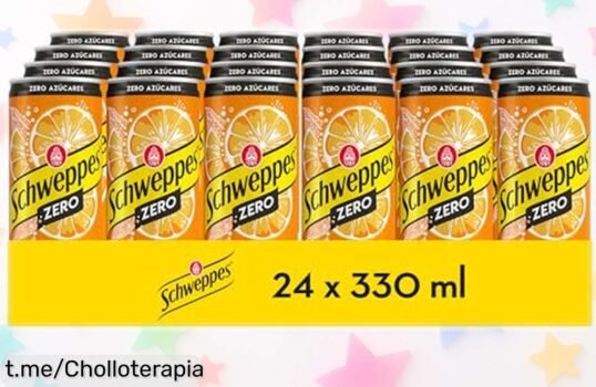 Pack de 24 latas de Schweppes Naranja Zero, ¡precio loco para disfrutar burbujas sin azúcar! No ayudes a que ese sutil sabor se escape. ¡Hazlo tuyo ya!