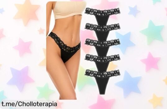 Pack de 5 tangas VOENXE sin costuras y con encaje a un precio loco, ¡no te las puedes perder! Siente la libertad todos los días por muy poco.