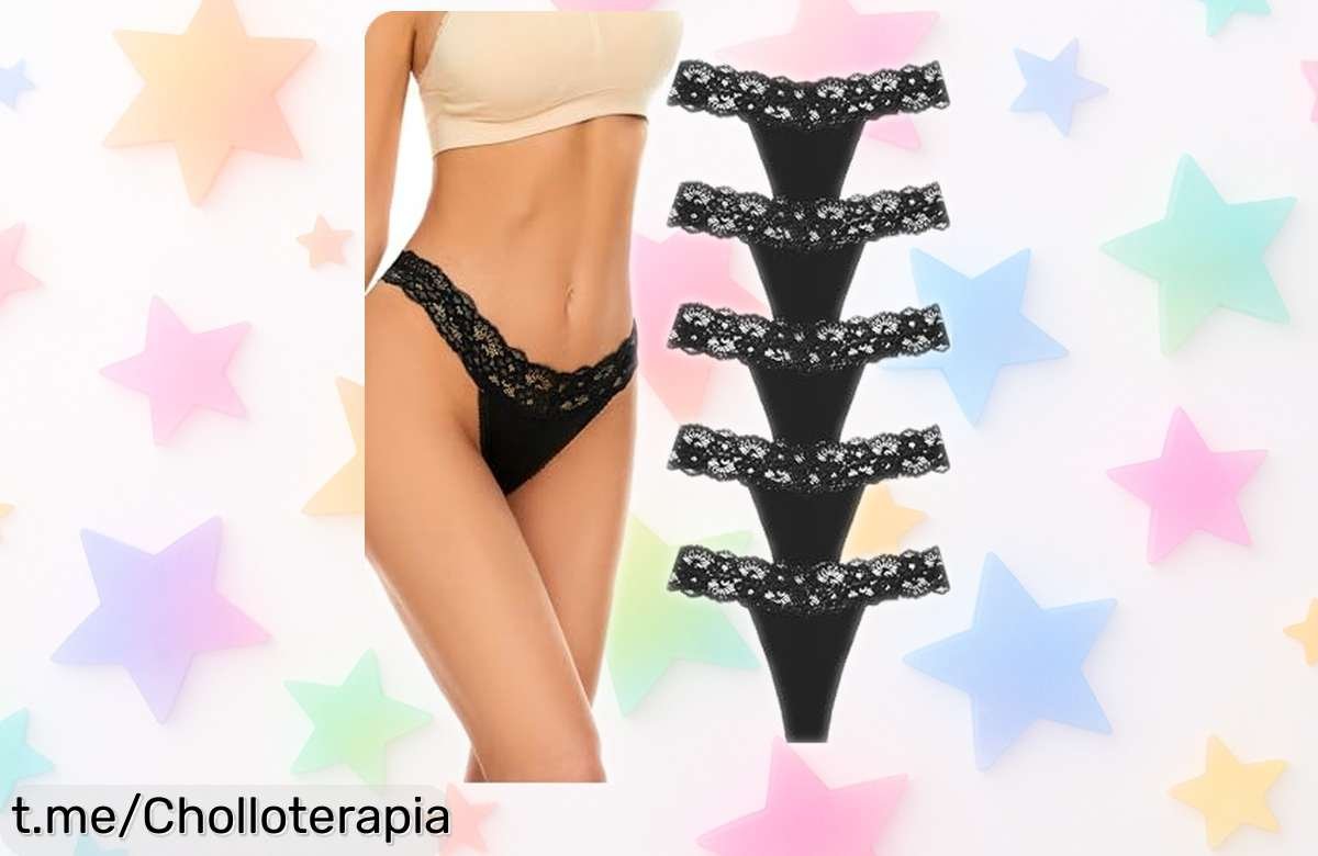 Pack de 5 tangas VOENXE sin costuras y con encaje a un precio loco, ¡no te las puedes perder! Siente la libertad todos los días por muy poco.
