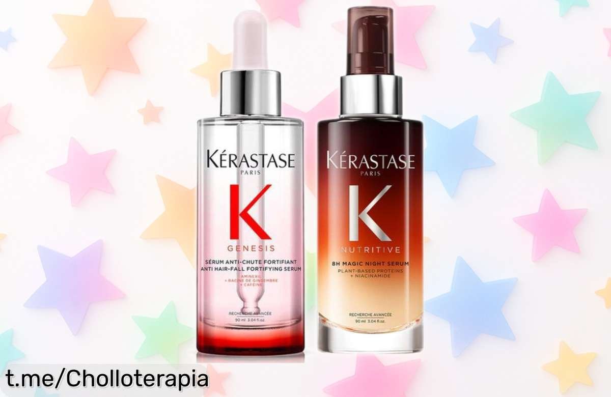 Pack de sérums Kérastase Nutritive 8H Magic Night + Genesis para cabello seco y con caída, oferta increíble que hará brillar tu pelo sin esfuerzo. ¡No dejes pasar este chollo!