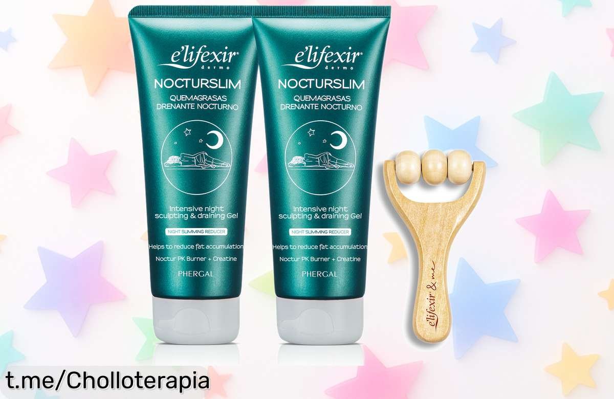 Pack duplo de crema reductora nocturna Elifexir Nocturslim con rodillo: ¡oferta irrepetible para lucir una piel firme por un precio que te hará sonreír!