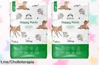 Pañales braguita Mama Bear Disney, ¡super chollo en pack doble! Protección de hasta 12 horas para dormir tranquilos. Aprovecha esta oferta antes de que se agote y dale suavidad a sus noches.
