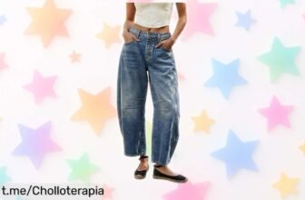 Pantalón vaquero de mujer Barrel Jeans con pierna ancha y cintura alta, ¡rebajado a un precio que no puedes dejar escapar para renovar tu armario ya!