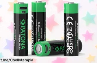 Pilas recargables USBC PATONA Mignon AA en pack de 4, ¡un ofertón que te ahorrará tiempo y dinero para tus gadgets! No te quedes sin ellas, atrapa la energía ahora.
