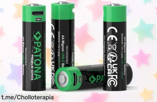 Pilas recargables USBC PATONA Mignon AA en pack de 4, ¡un ofertón que te ahorrará tiempo y dinero para tus gadgets! No te quedes sin ellas, atrapa la energía ahora.