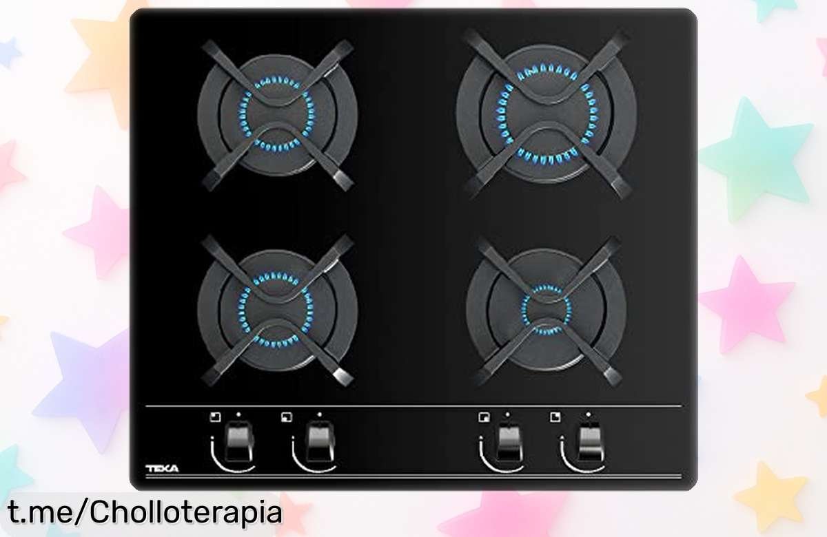 Placa de gas TEKA GBC 64000 KBN con autoencendido y cristal templado, un ofertón excepcional que hará brillar tu cocina ¡no te la pierdas!