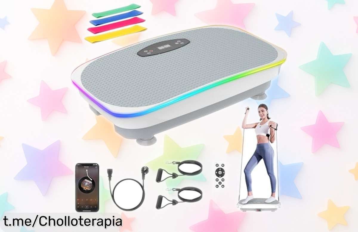 Placa vibratoria deportiva con Bluetooth, mando y 4 bandas: entrena tu cuerpo en solo 10 minutos mientras ahorras tiempo y esfuerzo. ¡No dejes escapar este precio rebajado!