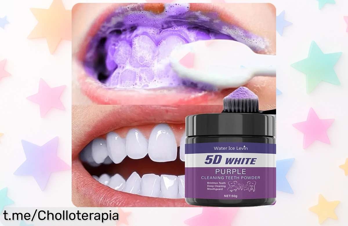 Polvo de limpieza dental morado para blanquear y pulir en solo 5 días: ¡Ofrécele a tu sonrisa el cuidado que merece a un precio que te hará sonreír!