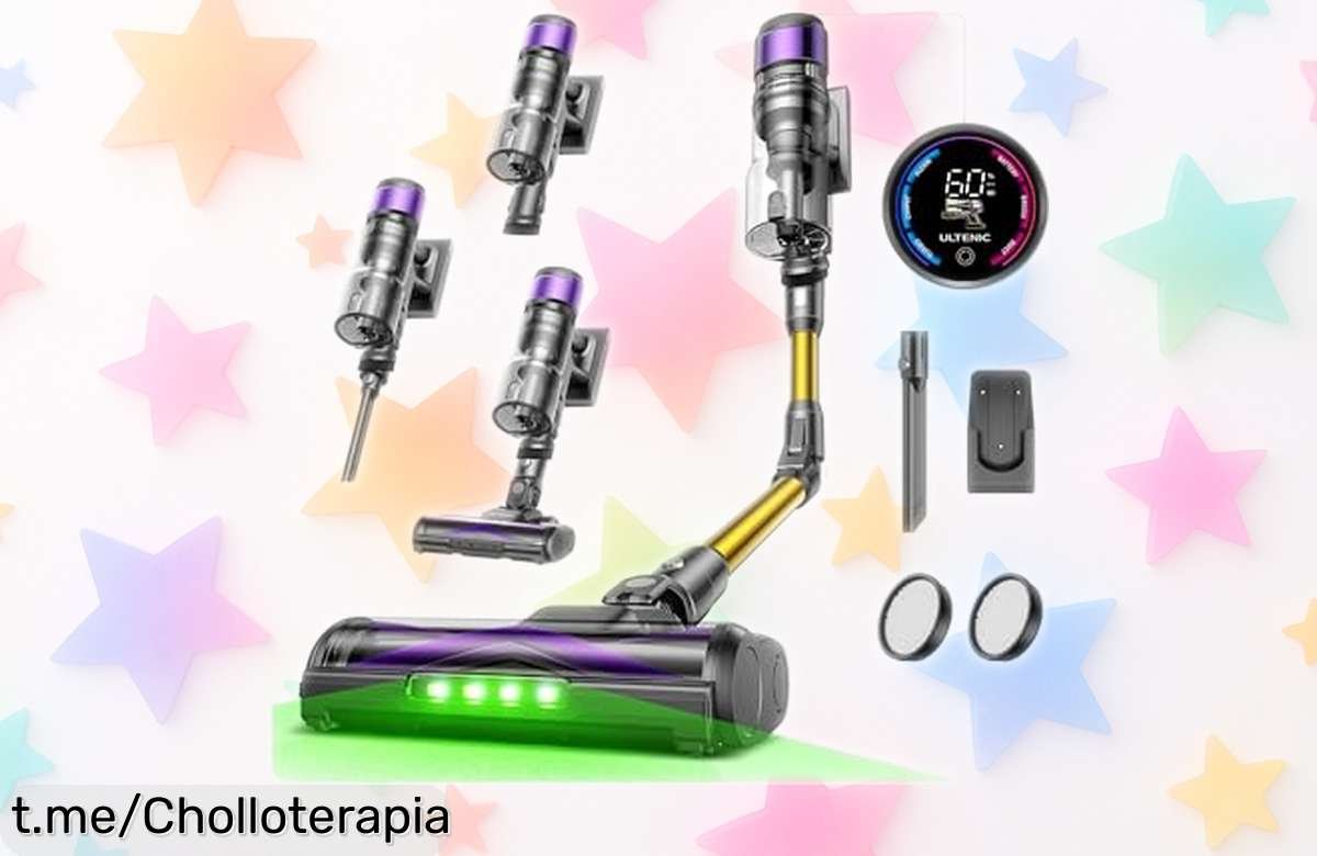 Potente aspiradora escoba sin cable Ultenic U20, ¡cepillo antienredos y brazo flexible! Aprovecha este ofertón alucinante y despídete de los pelos de mascotas ya mismo.