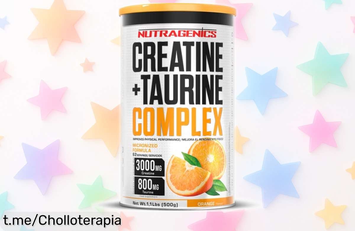 Potente creatina en polvo Nutragenics 500g con taurina de calidad top a precio escandaloso, ¡no te quedes sin la energía que tus entrenos necesitan!
