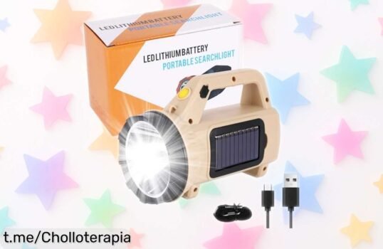 Potente linterna LED solar YUNYODA que ilumina 800 metros y recarga al sol; ofertón increíble para tus aventuras que no puedes dejar pasar ¡Hazla tuya ya!