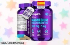 Potente magnesio bisglicinato con B6 para más energía y menos calambres, ¡ofertón de 60 cápsulas! Aprovecha este precio loco antes que se agote, tu bienestar merece lo mejor.