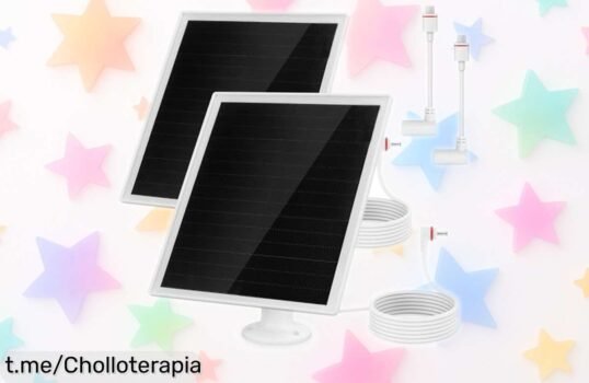 Potente pack de 2 paneles solares USB C para cámaras de seguridad con promociones irresistibles, despídete de las pilas y haz que tu hogar brille sin complicaciones.