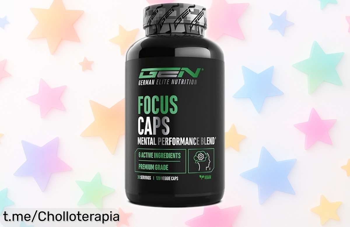 Potente suplemento Focus Caps con 320 mg de cafeína que maximiza tu energía y concentración, ¡aprovecha este ofertón único antes de que se acabe!