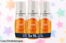 Preparar 9 litros de bebida fresquita y sabrosa con 3 jarabes de naranja SodaStream, no te quedes sin el tuyo ¡esta oferta loca es irresistible!