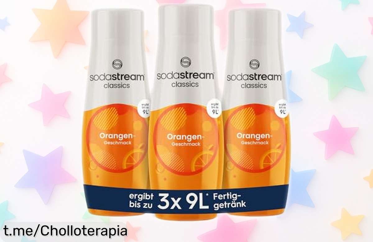 Preparar 9 litros de bebida fresquita y sabrosa con 3 jarabes de naranja SodaStream, no te quedes sin el tuyo ¡esta oferta loca es irresistible!