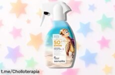 Protector solar infantil en spray Sensilis SPF50+ con absorción rápida y beneficios de aloe, ¡rebajado para que sus pequeños disfruten del sol sin preocupaciones!
