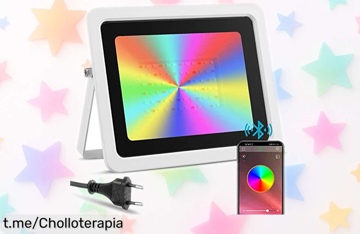 Proyector LED exterior 100W RGBW: el ofertón que ilumina tus fiestas y jardines con colores increíbles a un precio nunca visto, ¡no te lo pierdas!