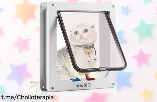 Puerta mágica para gatos y perros pequeños con cierre magnético, fácil de instalar y sin ruido, ¡super chollo! No te pierdas esta oferta única que hará feliz a tu mascota.