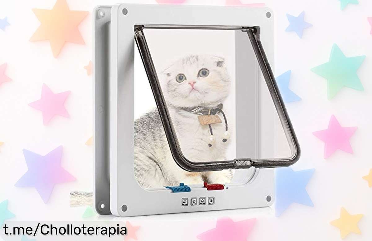Puerta mágica para gatos y perros pequeños con cierre magnético, fácil de instalar y sin ruido, ¡super chollo! No te pierdas esta oferta única que hará feliz a tu mascota.