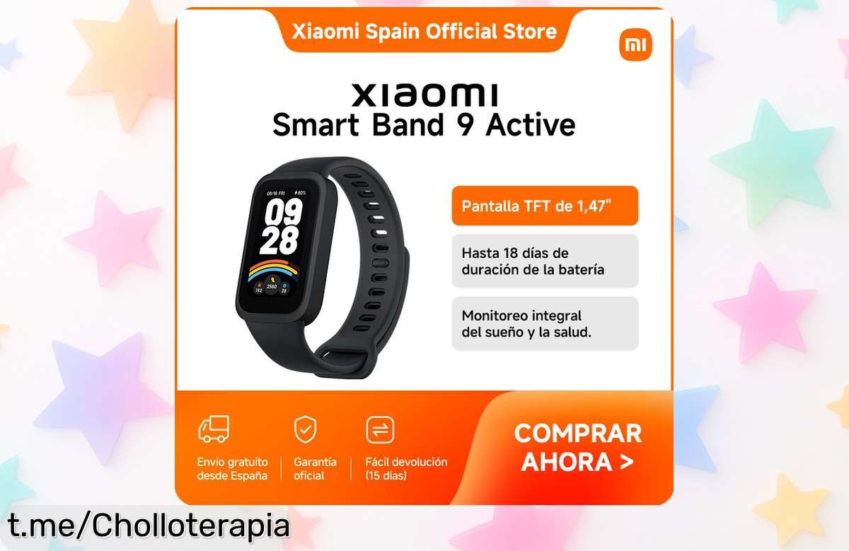 Pulsera inteligente Xiaomi Smart Band 9 Active, el ofertón que no puedes dejar pasar: pantalla grande, hasta 18 días de batería y salud a un precio regalado. ¡Hazte con la tuya ya!