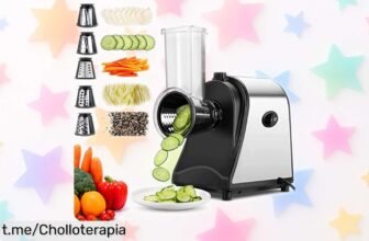 Rallador eléctrico Meykey con 5 cuchillas potentes a un precio loco: corta y ralla en un plis, ideal para hacer tu cocina más fácil y divertida. ¡No te quedes sin el tuyo!