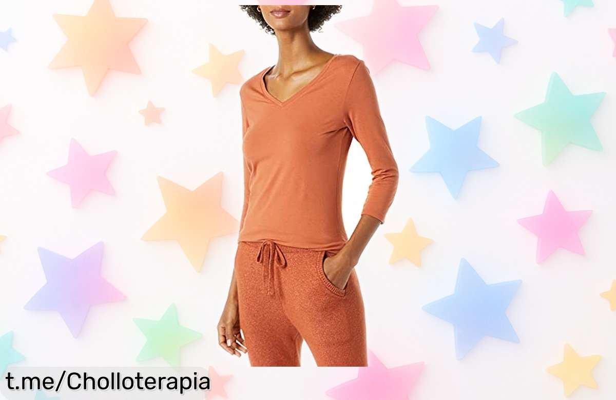 Rápida y versátil camiseta de manga 3/4 Amazon Essentials, la suavidad que te acompaña todo el día a un precio brutal, ¡no te quedes sin la tuya!