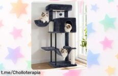 Rascador para gatos de interior Gitelsnour GCT004SG, el super chollo que hará que tu felino juegue sin parar con su hamaca y cuerda, no lo dejes escapar ¡tu gatito te lo agradecerá!