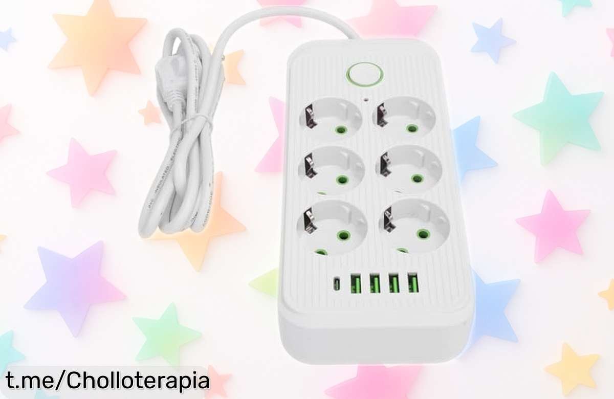 Regleta con 6 enchufes y 4 USB para todos tus dispositivos, ¡ahora a un precio que no puedes dejar escapar! Da el salto y conecta tu vida de manera espectacular.