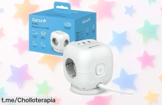 Regleta múltiple Garza con 3 enchufes y USB: ¡Ofertón que no se ve todos los días! Carga rápida para tus dispositivos y adiós a los líos de cables, aprovecha esta oportunidad única.