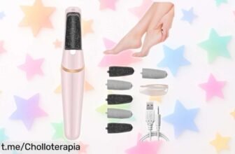 Removedor eléctrico de callos recargable con 6 cabezales y luz LED, precio loco para unos pies irresistiblemente suaves que no puedes dejar pasar ya mismo.