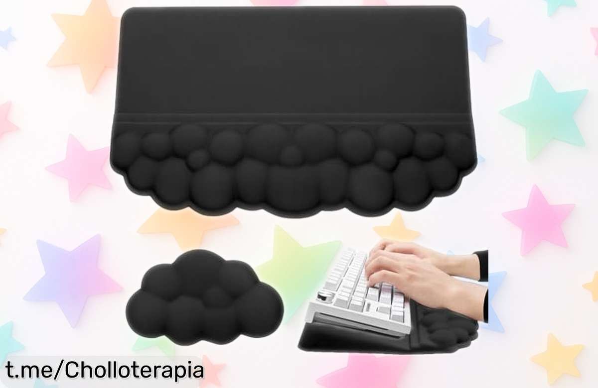 Revolutionario reposamuñecas ergonómico de espuma viscoelástica, el super chollo perfecto para gamers y currelas, ¡no te quedes sin él!