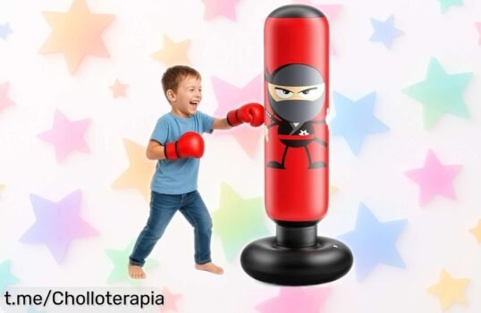 Saco de boxeo ninja para niños que no para de rebotar a un precio regalado, perfecto para potenciar su energía y fuerza. ¡Aprovecha este chollo antes de que se acabe!