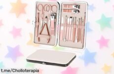 Set de manicura y pedicura URAQT con 18 piezas que cortan genial, estuche de cuero para llevar a todas partes, un chollazo que no puedes dejar pasar hoy mismo.