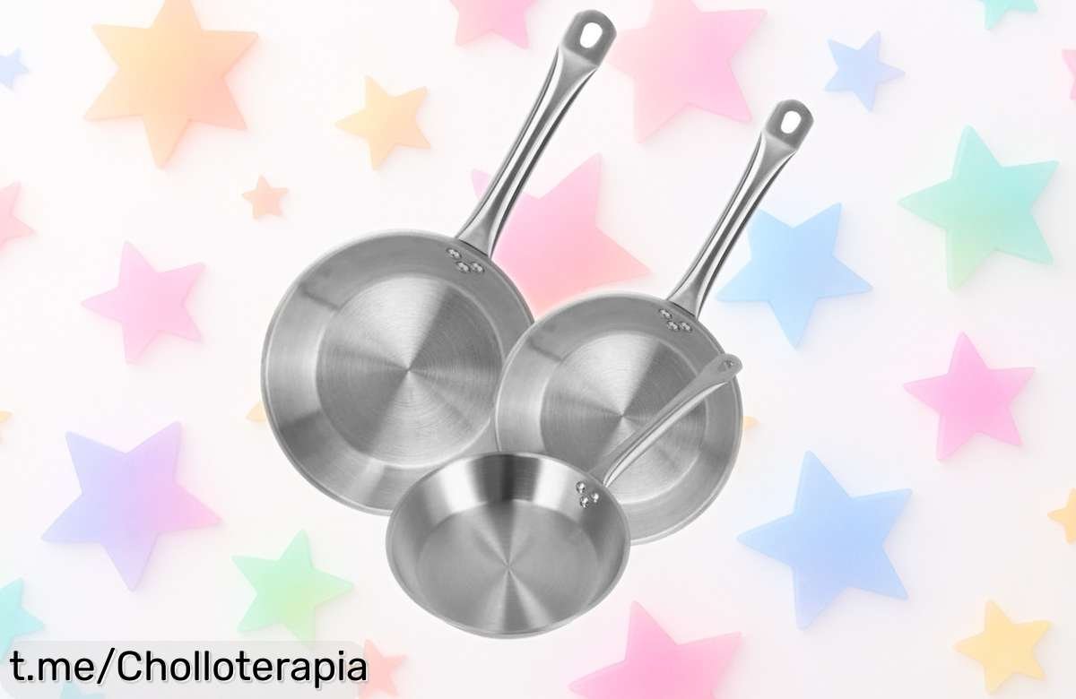 Set de sartenes Wellhome en acero inoxidable, el ofertón que estabas esperando: diseño antiadherente y compatible con inducción a un precio increíble que no puedes dejar escapar.