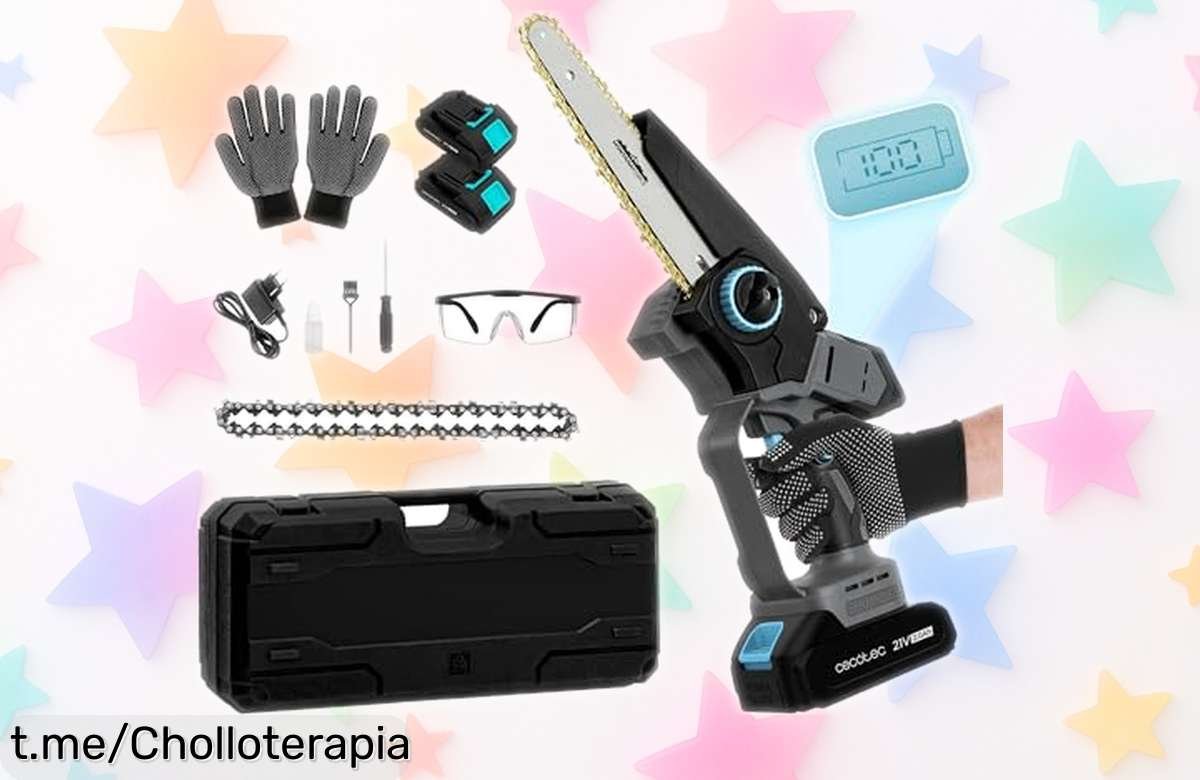 Sierra de podar a batería Cecotec MontanaForce 21V, motor potente y maletín completo con accesorios; ¡no te pierdas este ofertón que hará tu jardín brillar hoy mismo!