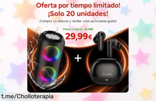 Sonido épico con el altavoz Bluetooth 5.4 Oraolo y lleva gratis tus auriculares: ¡no dejes pasar este ofertón que te hará vibrar!