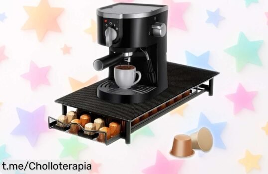Soporte metálico para 36 cápsulas de café con cajón deslizante, un ofertón que hará brillar tu escritorio y te acercará a disfrutar tu café perfecto ¡No te lo pierdas!