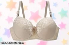 Sujetador de encaje que realza con estilo y sujeta sin aros, perfecto para el día a día; ¡no dejes pasar este chollo inesperado que va contigo bajo cualquier ropa!