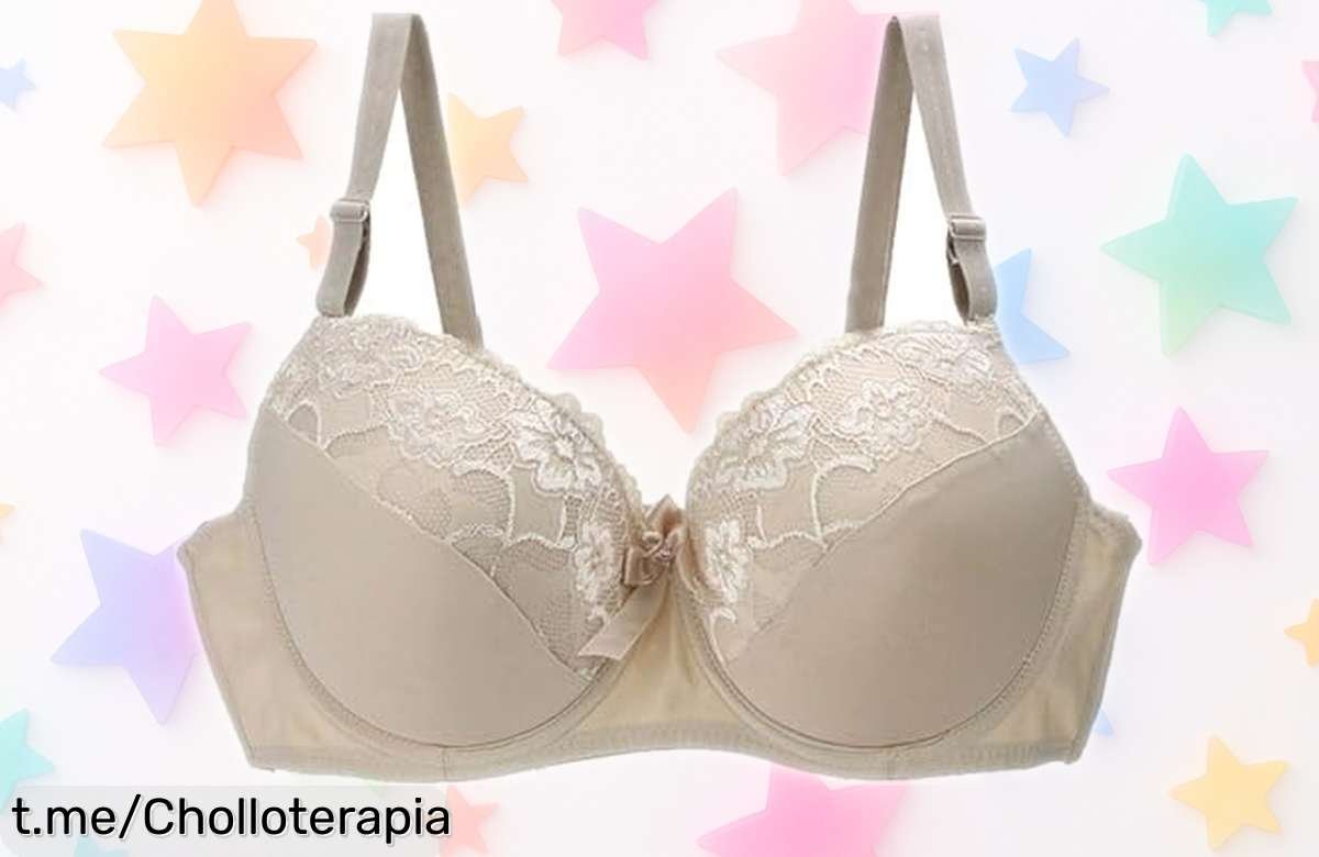 Sujetador de encaje que realza con estilo y sujeta sin aros, perfecto para el día a día; ¡no dejes pasar este chollo inesperado que va contigo bajo cualquier ropa!