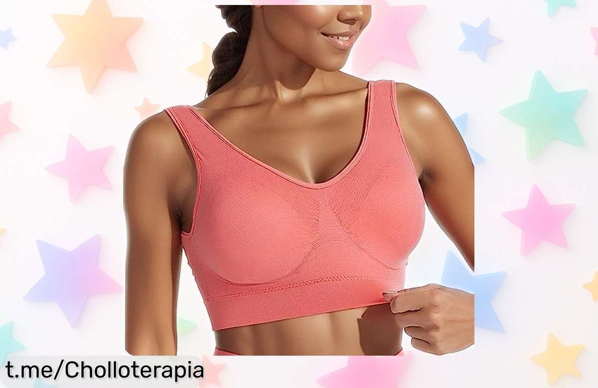 Sujetador deportivo sin aros para mujer con push up, precio de locos y con almohadillas extraíbles: tu aliado en yoga o running te espera, ¡no lo dejes escapar!