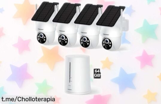 Súper kit de 4 cámaras solares FOSSENXE 2K para vigilar tu hogar sin cables ni cuotas, ¡aprovéchalo ya y cuida lo que más amas!