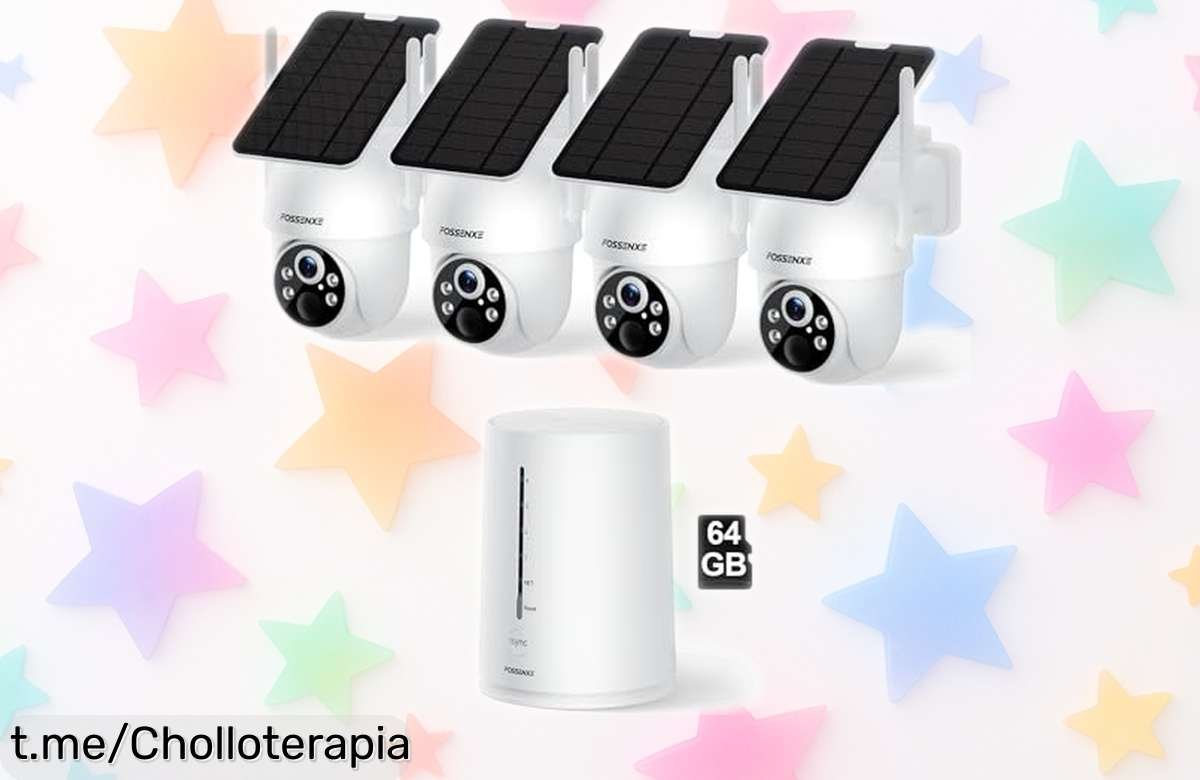 Súper kit de 4 cámaras solares FOSSENXE 2K para vigilar tu hogar sin cables ni cuotas, ¡aprovéchalo ya y cuida lo que más amas!